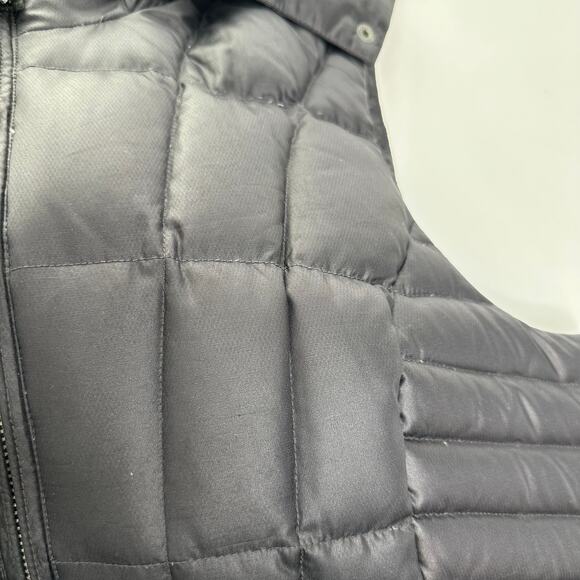 Eddie Bauer Black Faux Fur Trim Hood Goose Down Puffer Vest Womens Size Large L - Picture 10 of 12